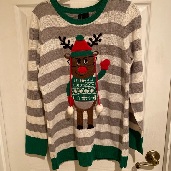 Christmas Reindeer Sweater, Ugly Christmas Sweater, Reindeer Christmas Sweater - Picture 1 of 10